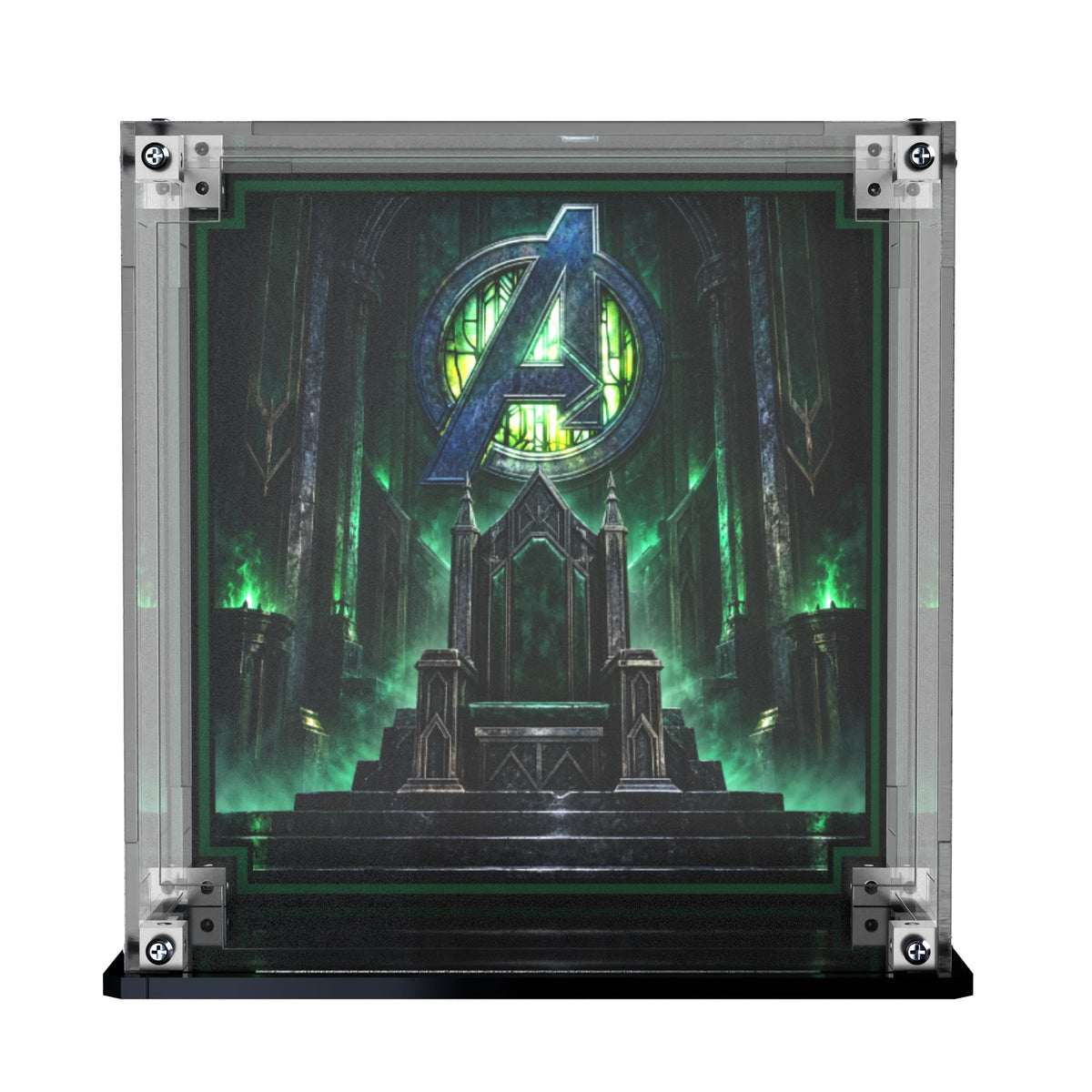 Display Case For LEGO Doctor Doom Bust 76345 with printed backdrop – Brick In It – Photo 4