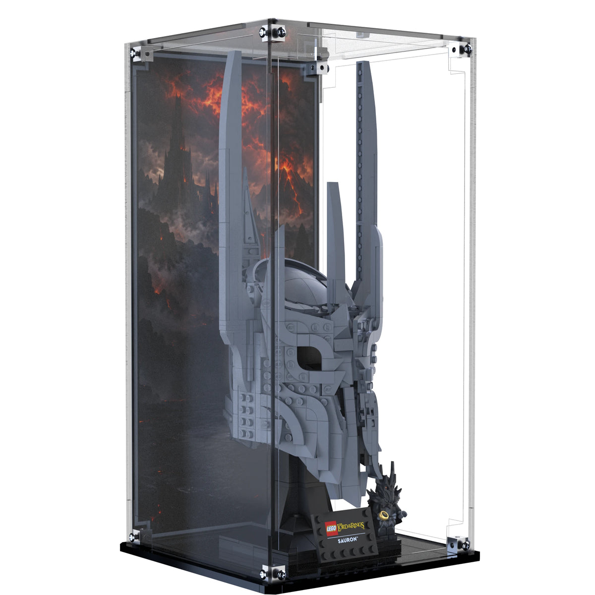 Display Case For LEGO The Lord Of The Rings: Sauron's Helmet 11373 with printed backdrop – Brick In It – Photo 2