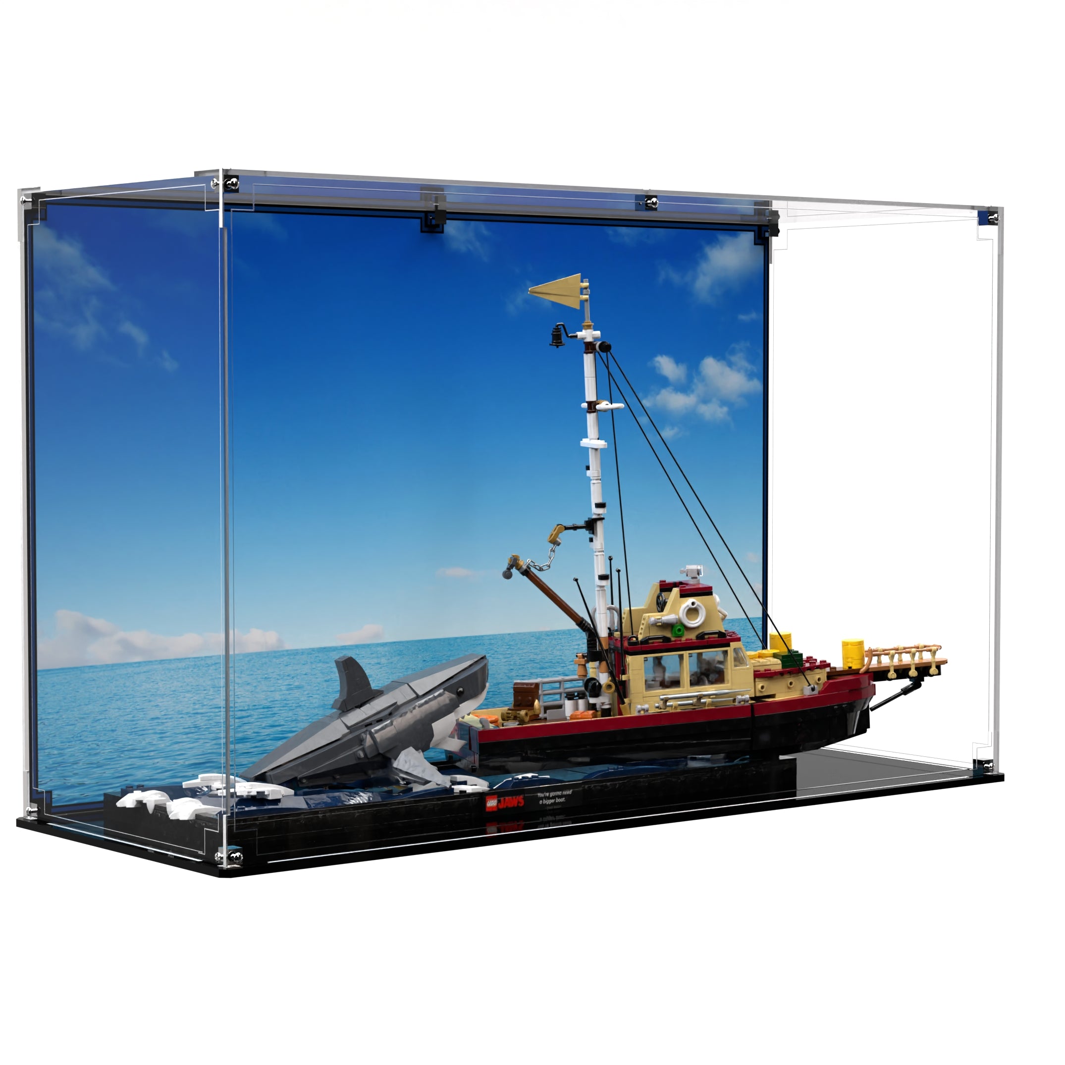 Display Case For LEGO® Ideas Jaws 21350 With Printed Background