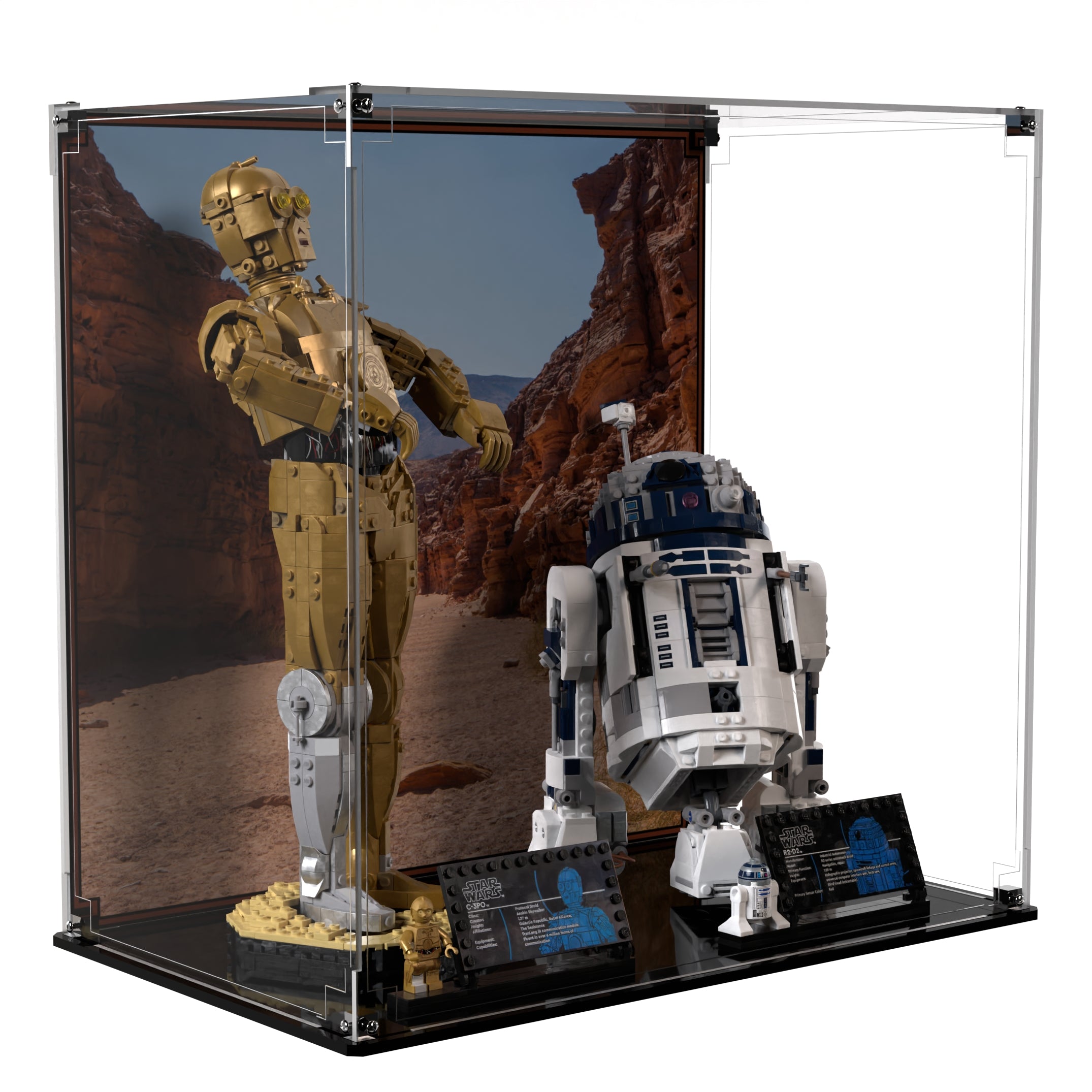 Display Case For LEGO® Star Wars™ C-3PO™ 75398 R2-D2™ 75379 - Brick In It