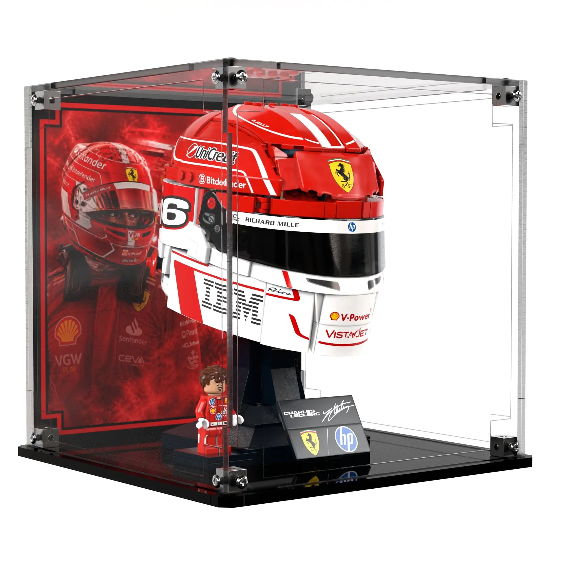 Display Case For LEGO Scuderia Ferrari HP Charles Leclerc Helmet 43014