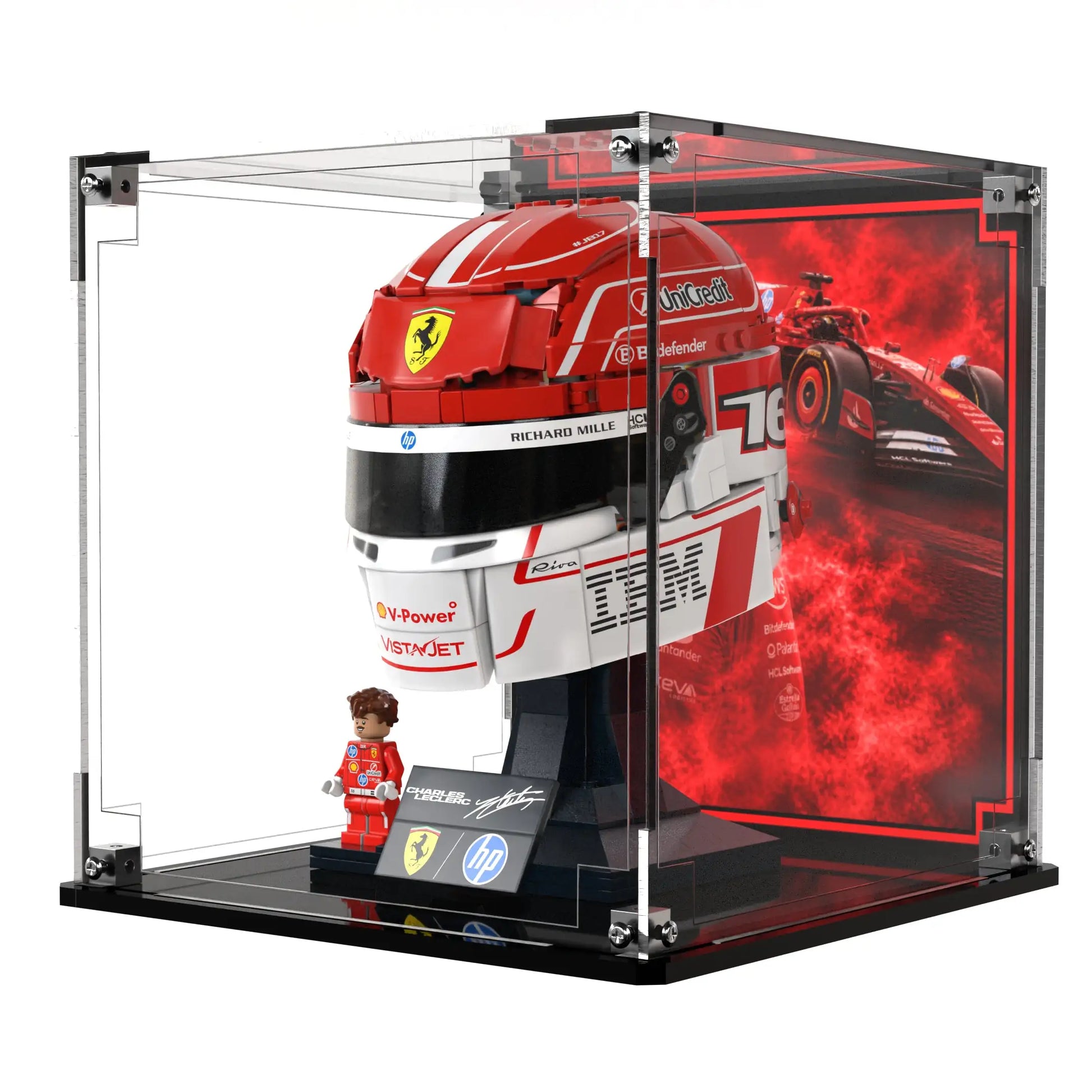 Display Case For LEGO Scuderia Ferrari HP Charles Leclerc Helmet 43014