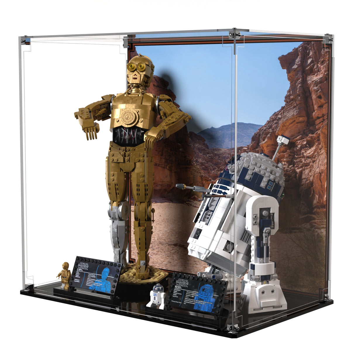 Display Case For LEGO® Star Wars™ C-3PO™ 75398 R2-D2™ 75379 - Brick In It