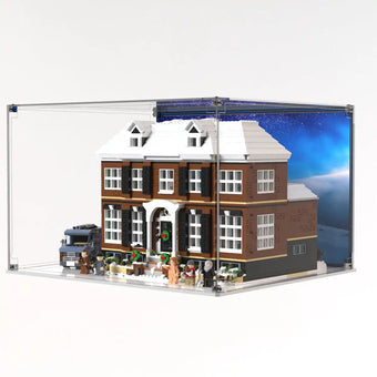 Angled view of the LEGO Home Alone case with 5mm white base