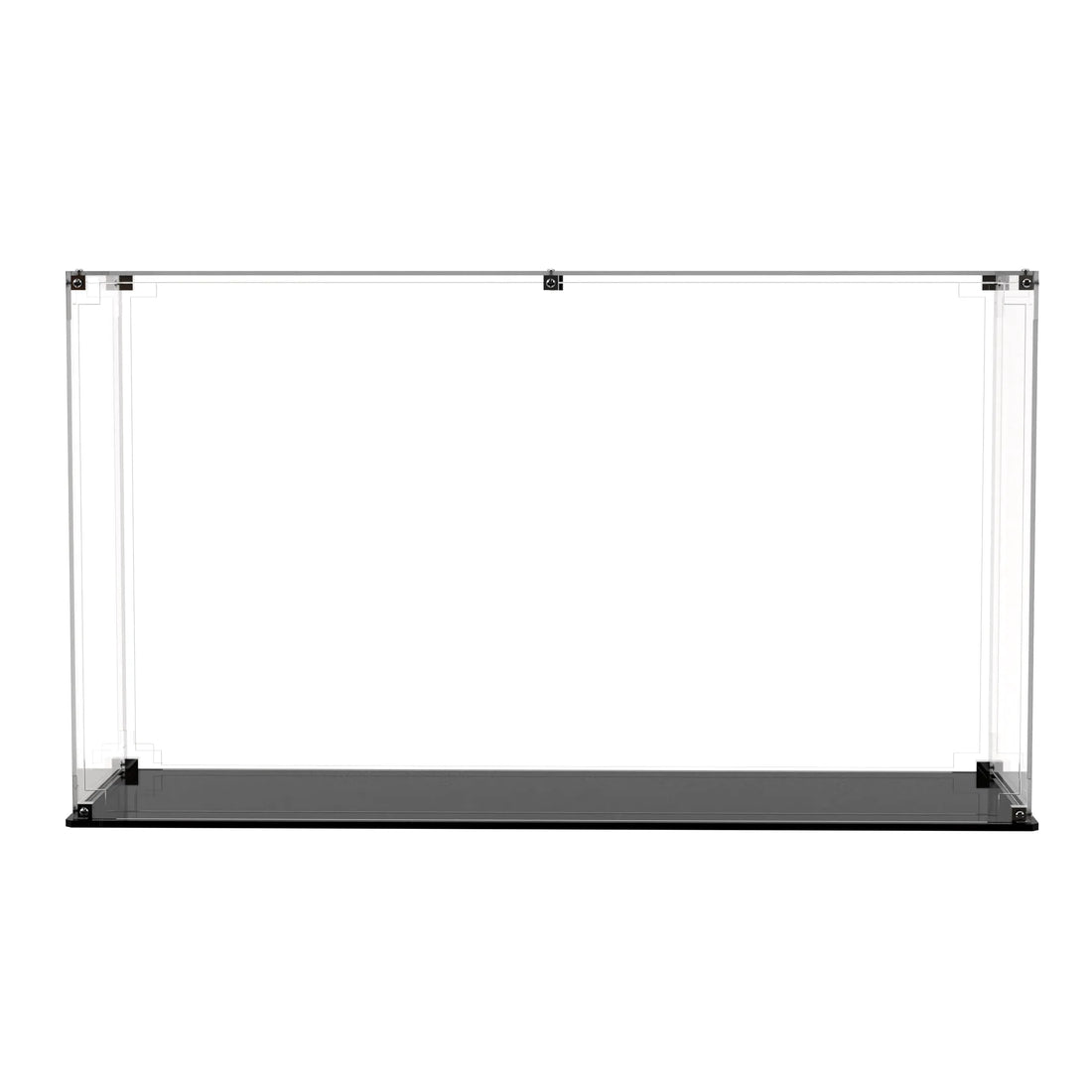 Clear-panel display case for LEGO The Goonies (21363) set, showing slim transparent walls and black base.