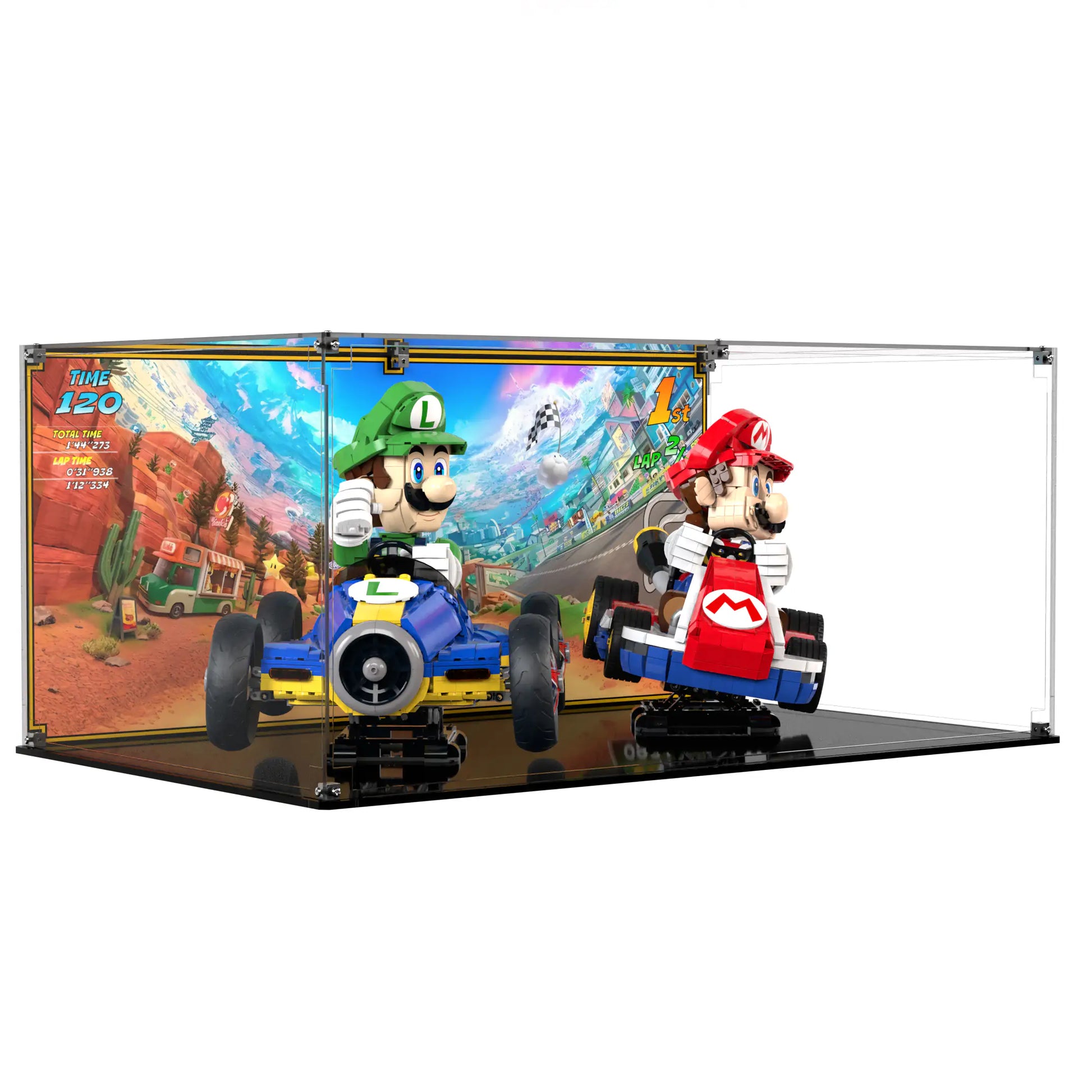 Display Case For LEGO Mario & Standard Kart & Luigi & Mach 8 72050 72037