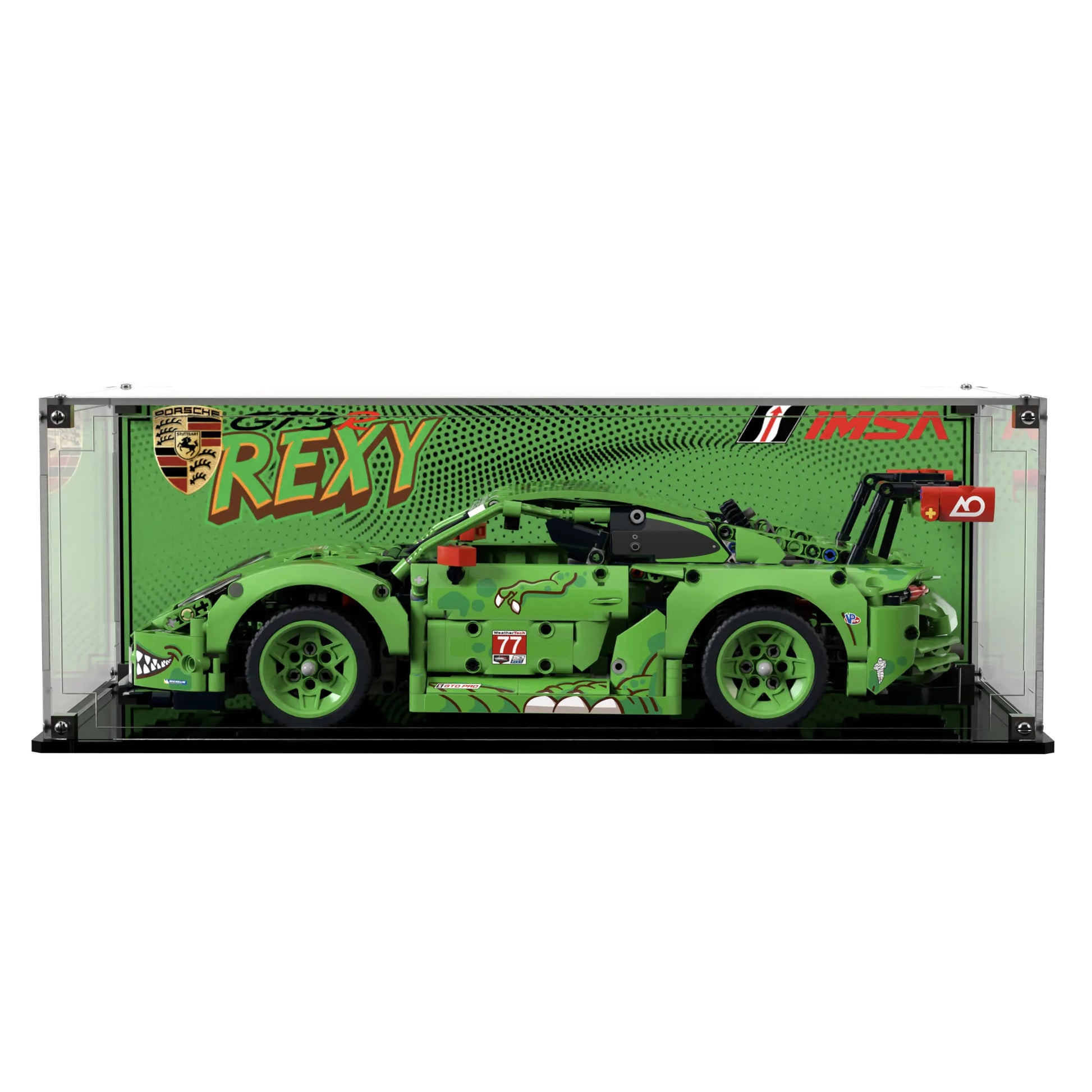 Display Case For LEGO Technics Porsche 911 Gt3 R Rexy Ao Racing Car 42224