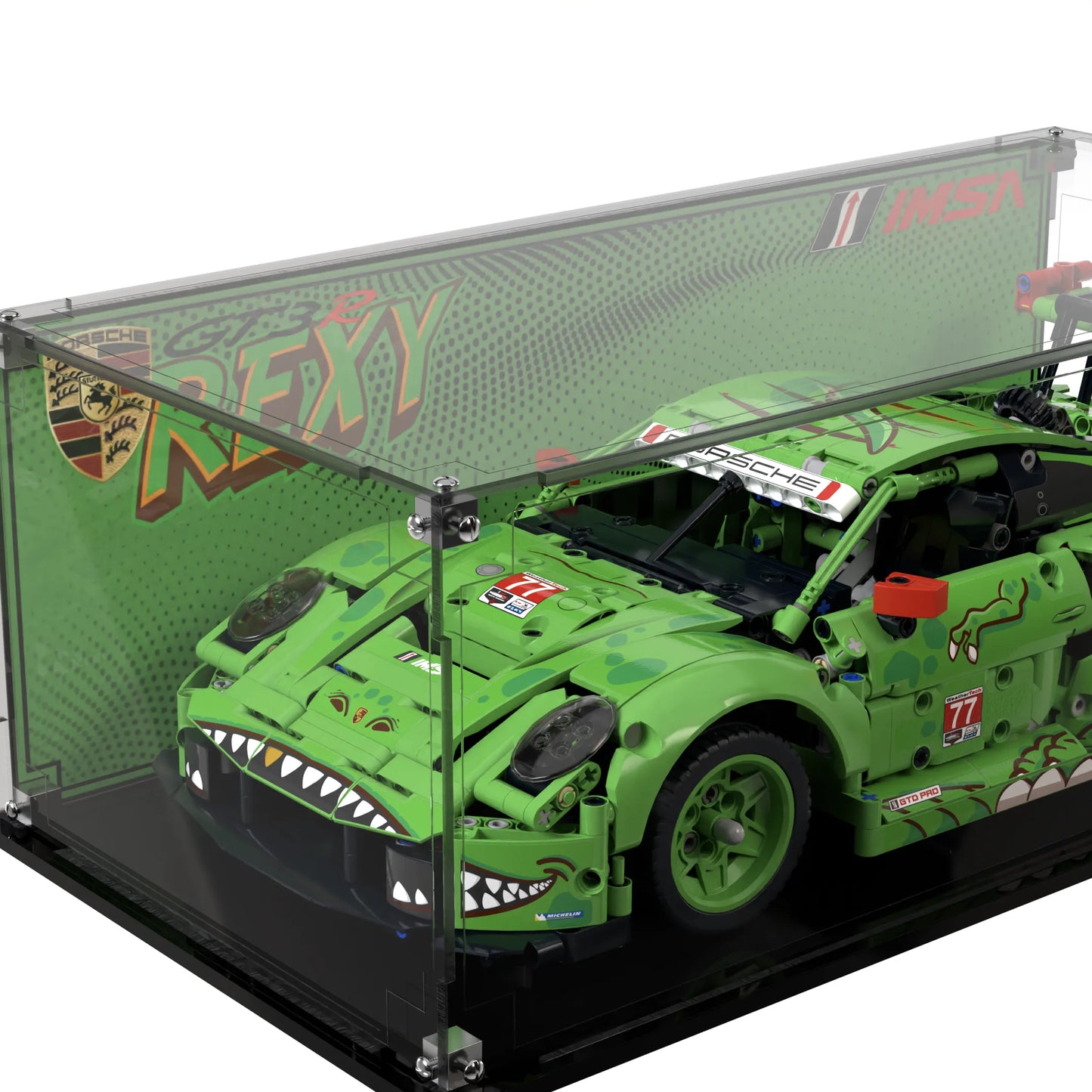 Display Case For LEGO Technics Porsche 911 Gt3 R Rexy Ao Racing Car 42224