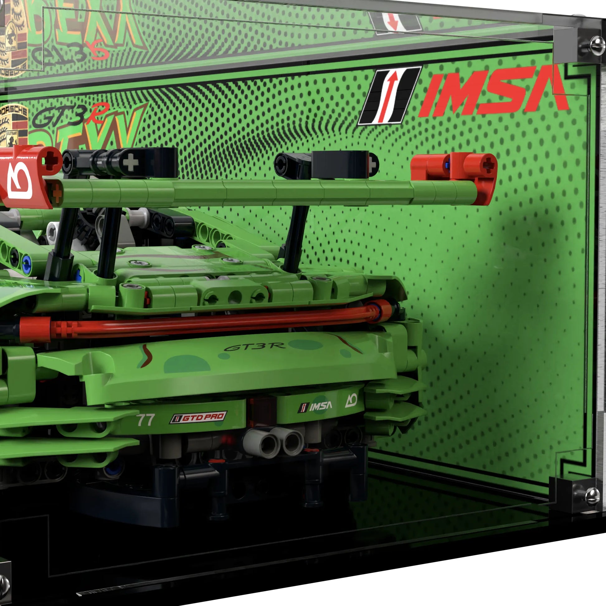 Display Case For LEGO Technics Porsche 911 Gt3 R Rexy Ao Racing Car 42224