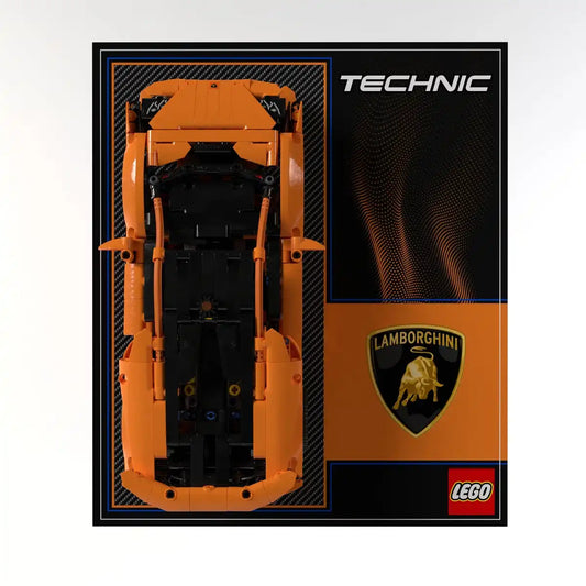 Wall Display Panel For LEGO Lamborghini Huracán Tecnica Orange 42196