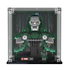 Display Case For LEGO Doctor Doom Bust 76345 with printed backdrop – Brick In It – Photo 1