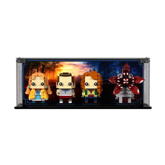Display Case For LEGO Eleven, Max, Demogorgon And Holly Figures 40879 with printed backdrop – Brick In It – Photo 1
