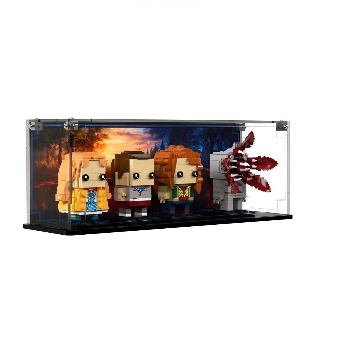 Display Case For LEGO Eleven, Max, Demogorgon And Holly Figures 40879 with printed backdrop – Brick In It – Photo 2