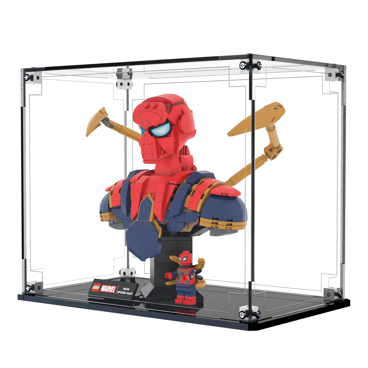 Display Case For LEGO Iron Spider-man Bust 76326 with clear back panel – Brick In It – Photo 3