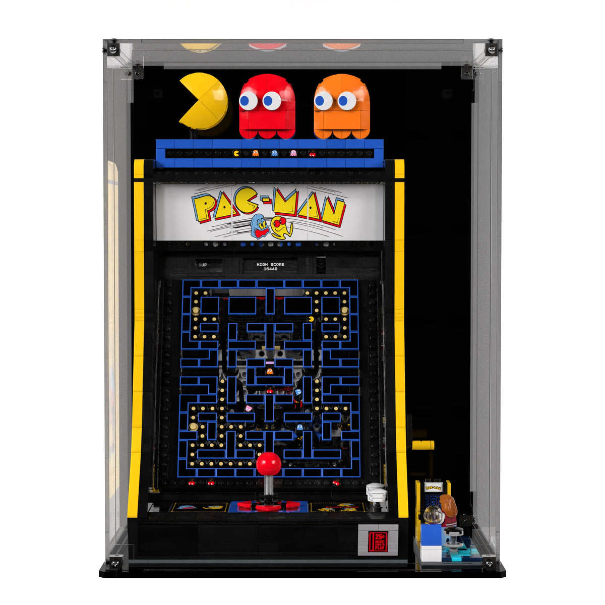Display Case For LEGO Pac-man Arcade 10323 with printed backdrop – Brick In It – Photo 1