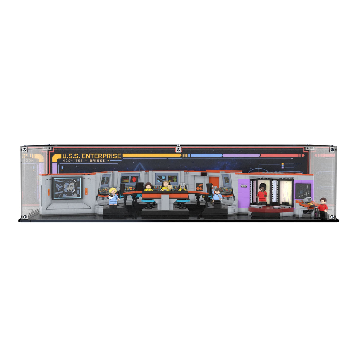 Display Case For LEGO Star Trek: U.s.s. Enterprise Ncc-1701 Bridge 11385 with printed backdrop – Brick In It – Photo 1
