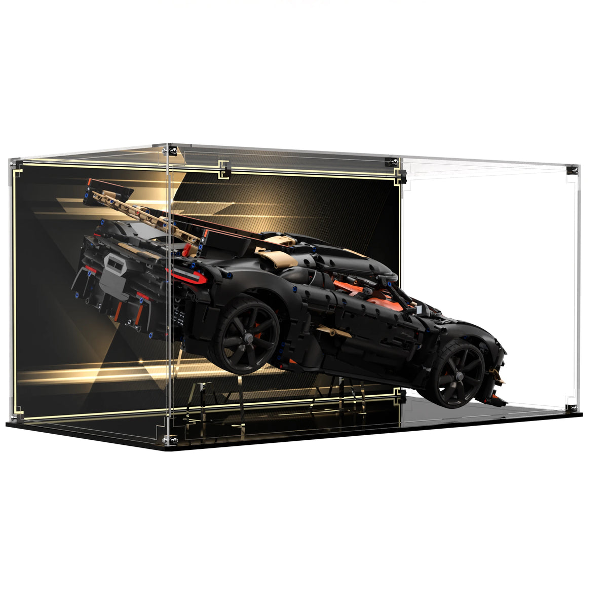 Display Case with Stand For LEGO Koenigsegg Sadair's Spear Megacar 42232 with printed backdrop – Brick In It – Photo 2