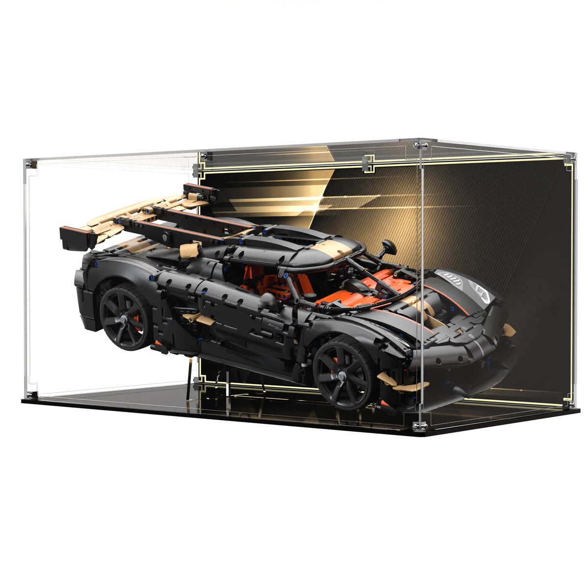 Display Case with Stand For LEGO Koenigsegg Sadair's Spear Megacar 42232 with printed backdrop – Brick In It – Photo 3
